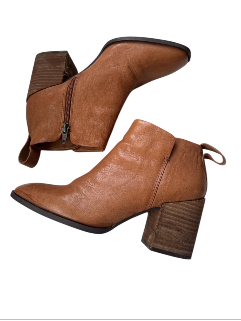 Vionic Cognac Suede Ankle Boot with Side Zip Size 7.5 - Picture 2 of 7